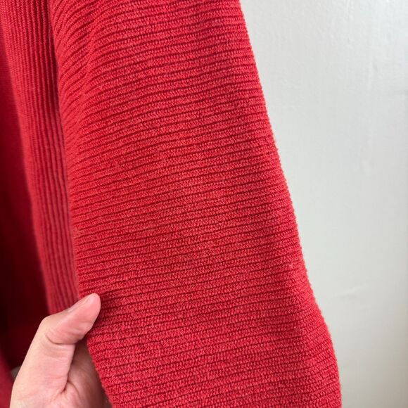 FOIL 100% Merino Wool Pullover Red Ribbed Comfy Holiday Women Long Sleeve Size M - Picture 7 of 10